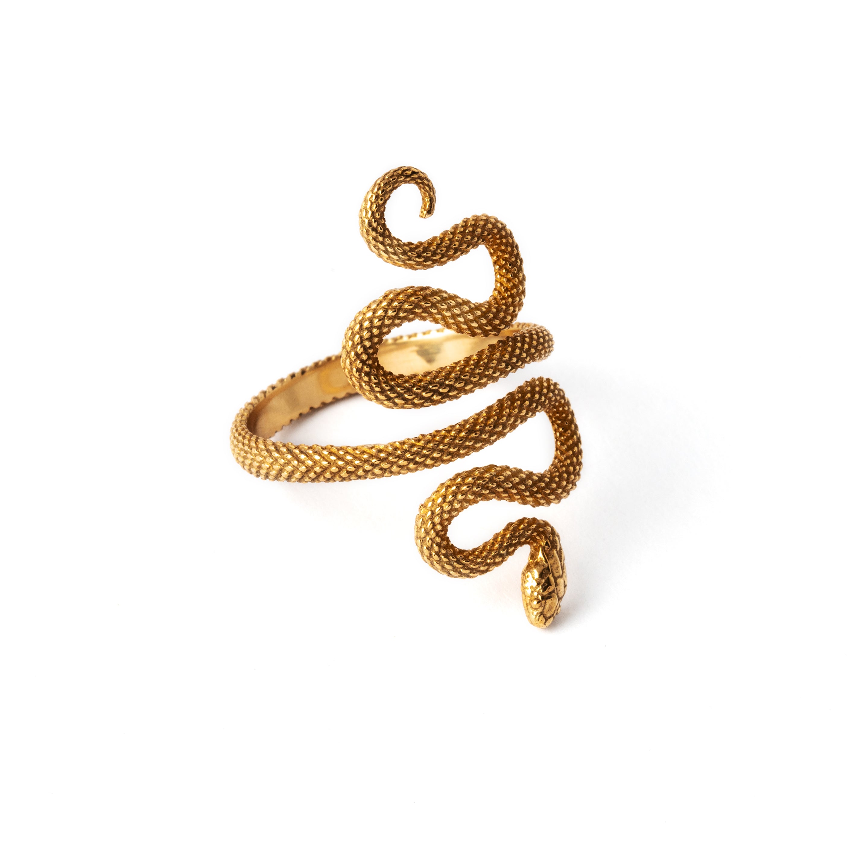 bronze Eden snake adjustable ring left side view