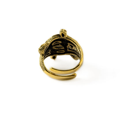 Golden brass Entwined Serpents adjustable ring back side view