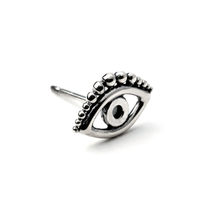 Evil Eye silver stud earrings right side view