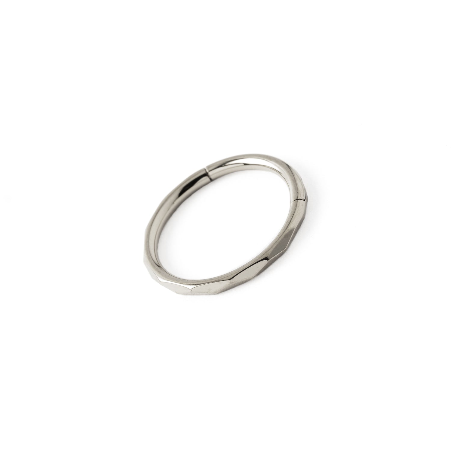 Faceted surgical steel Clicker Ring right side view