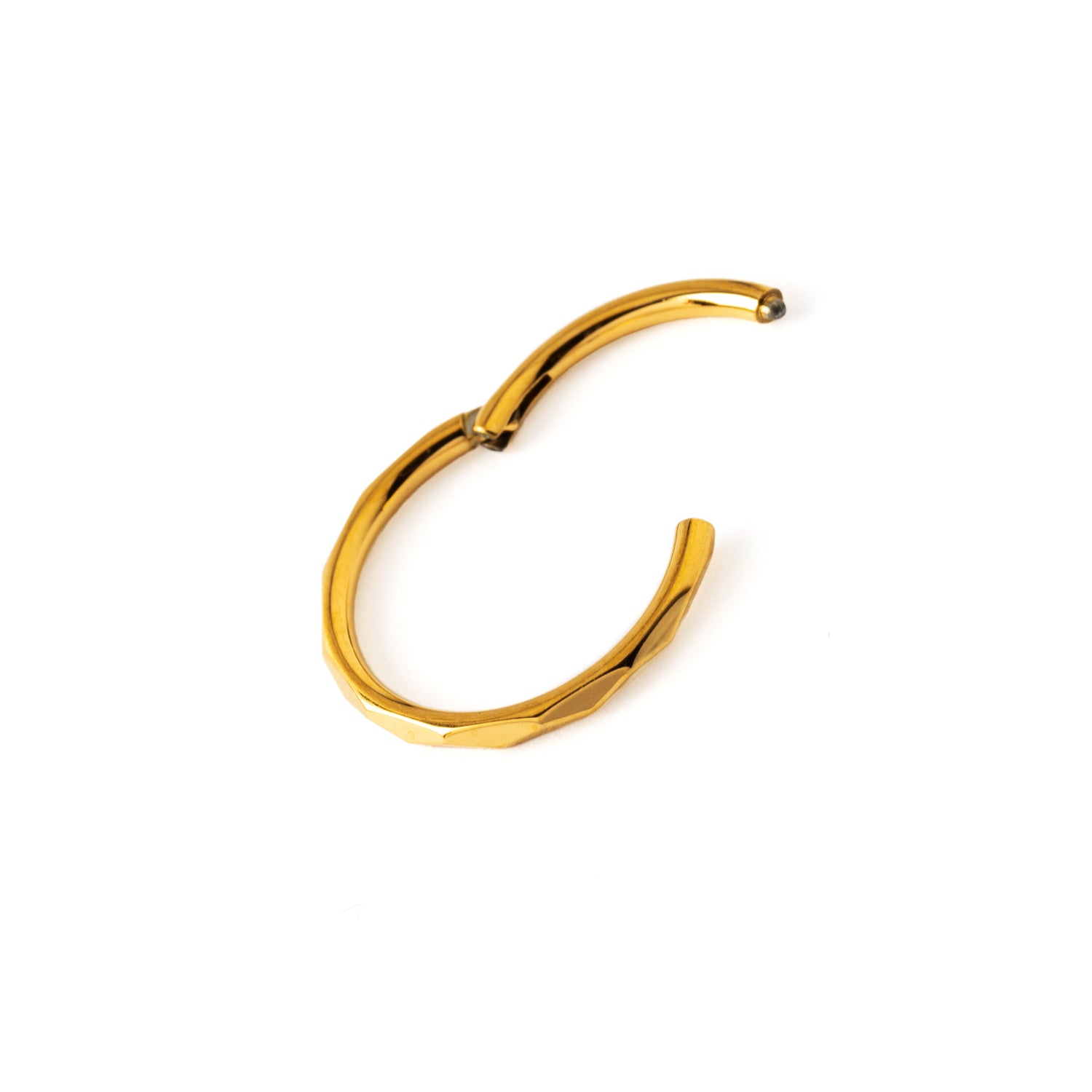 Faceted Gold surgical steel Clicker Ring hinged segment view