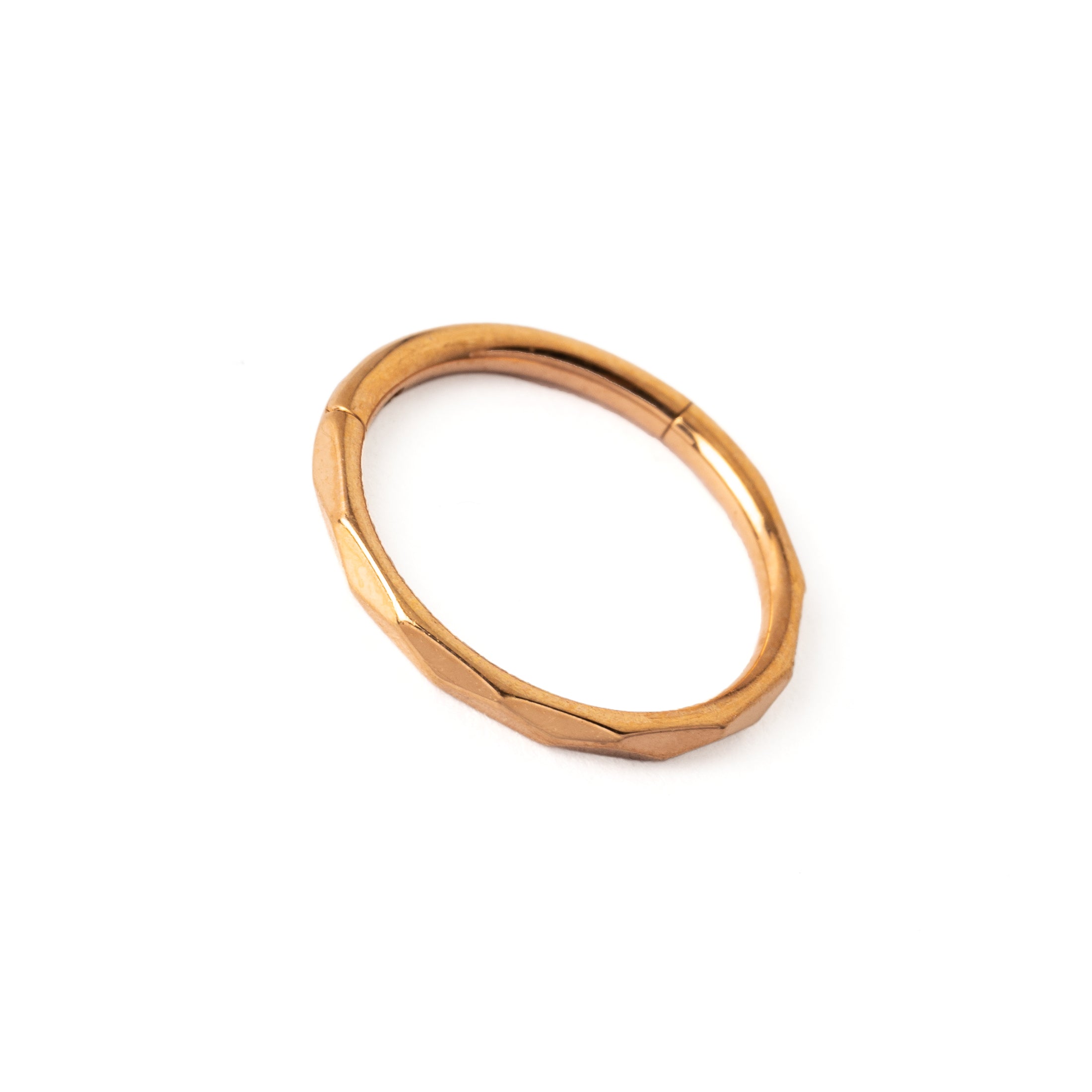 Faceted Rose Gold Clicker Ring left side view