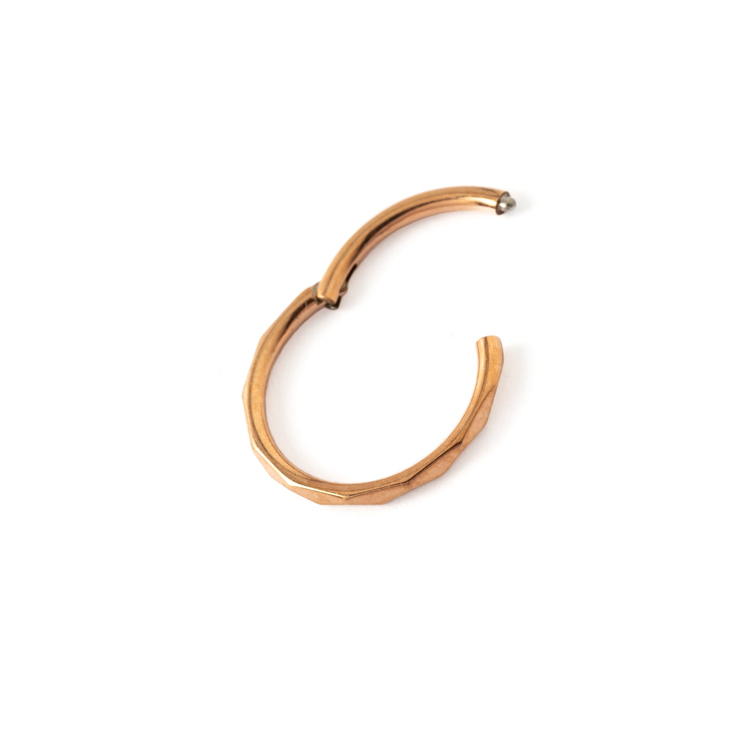 Faceted Rose Gold Clicker Ring hinged segment view