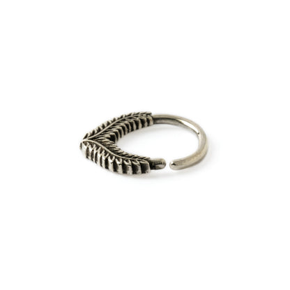 Fern silver septum ring side view