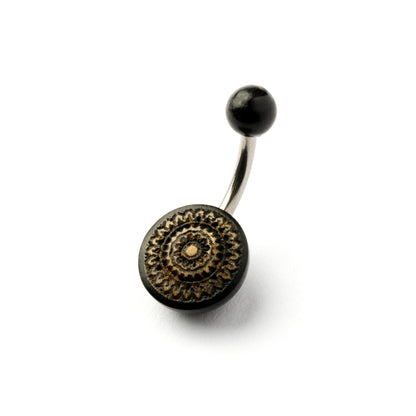 Carved Flower Belly Piercing right side view
