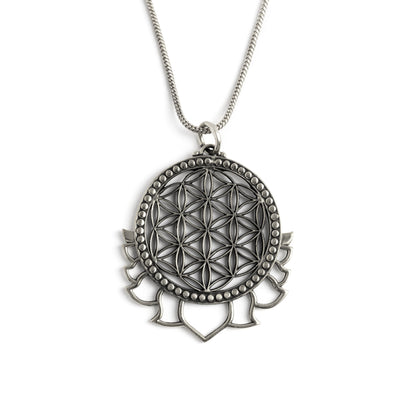 Flower of Life with Lotus Petals Brass Pendant