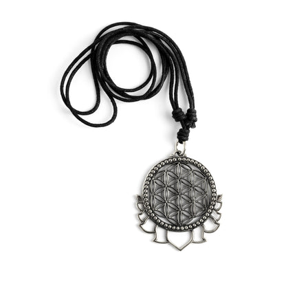 Flower of Life with Lotus Petals Brass Pendant