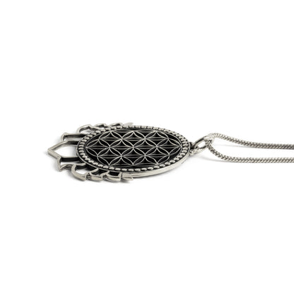 Flower of Life with Lotus Petals Brass Pendant