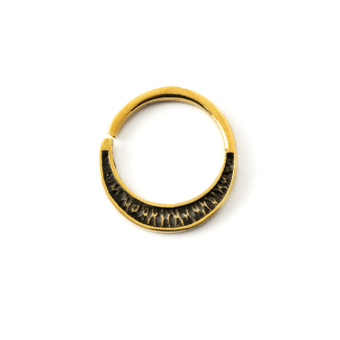 Gauri golden brass septum ring frontal view