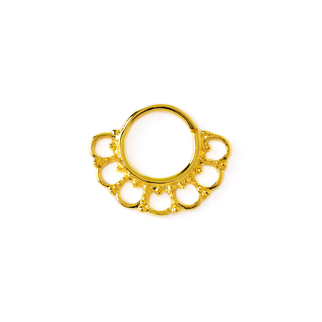 Gita 18k Gold septum ring frontal view