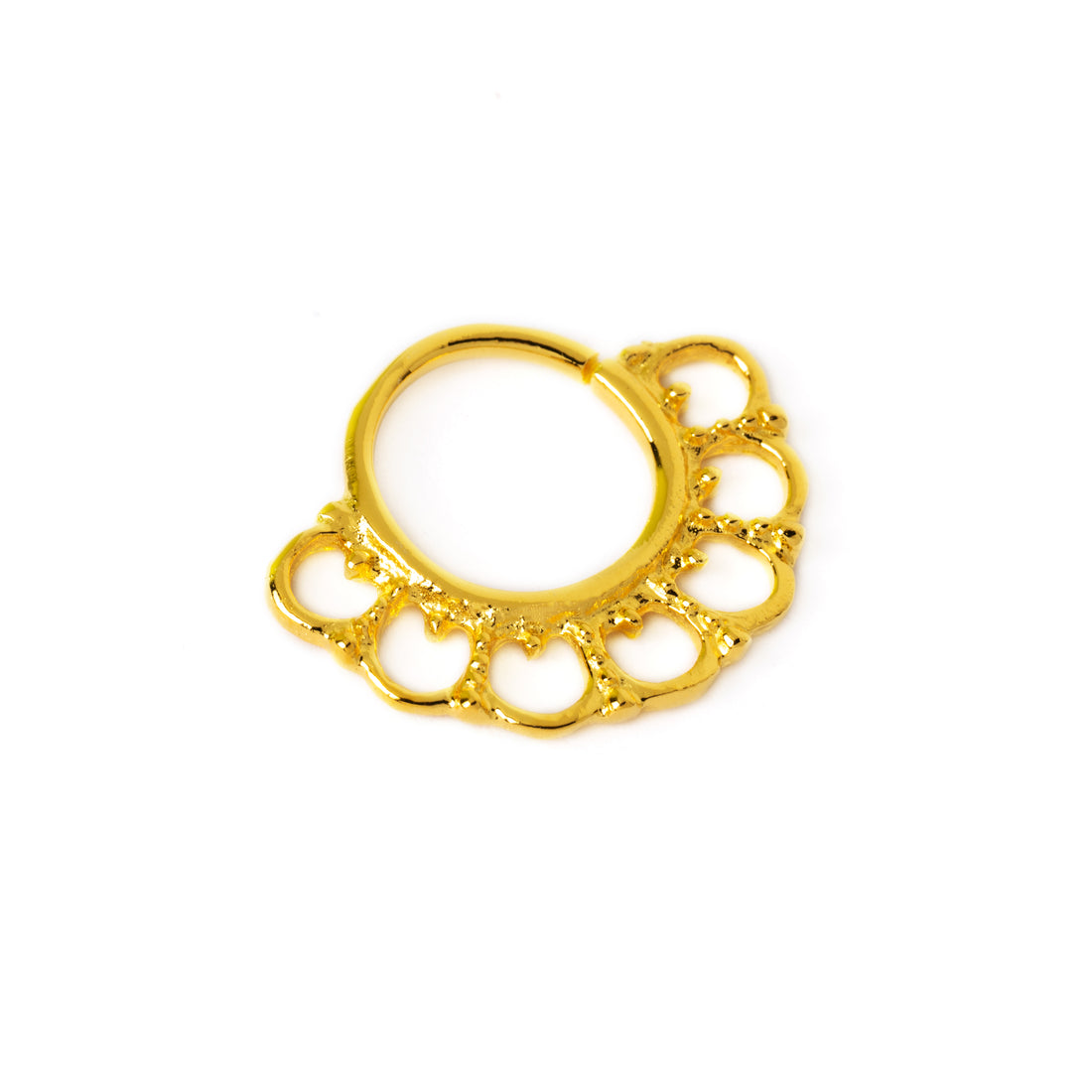 Gita 18k Gold septum ring right side view