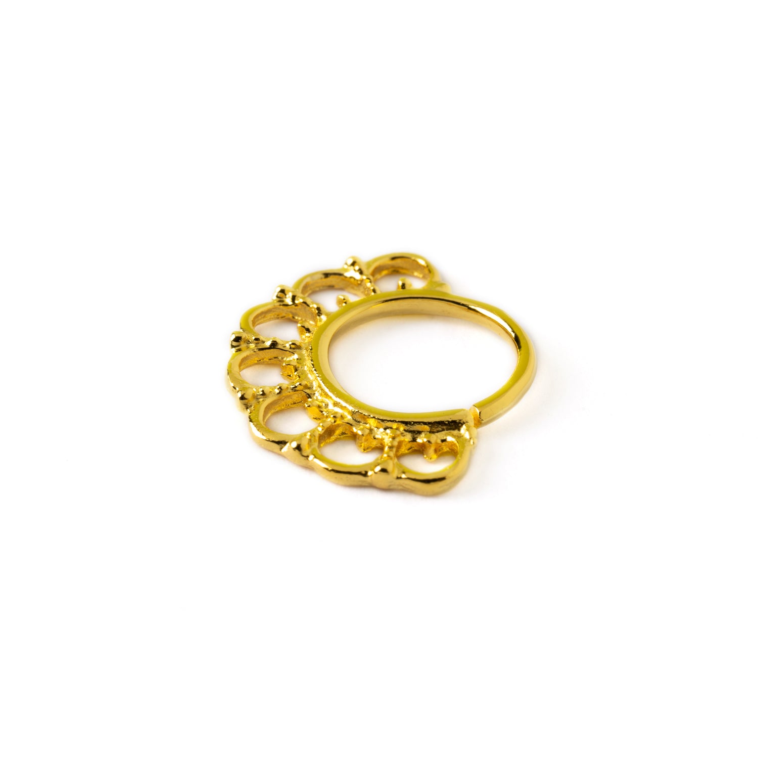 Gita 18k Gold septum ring side view