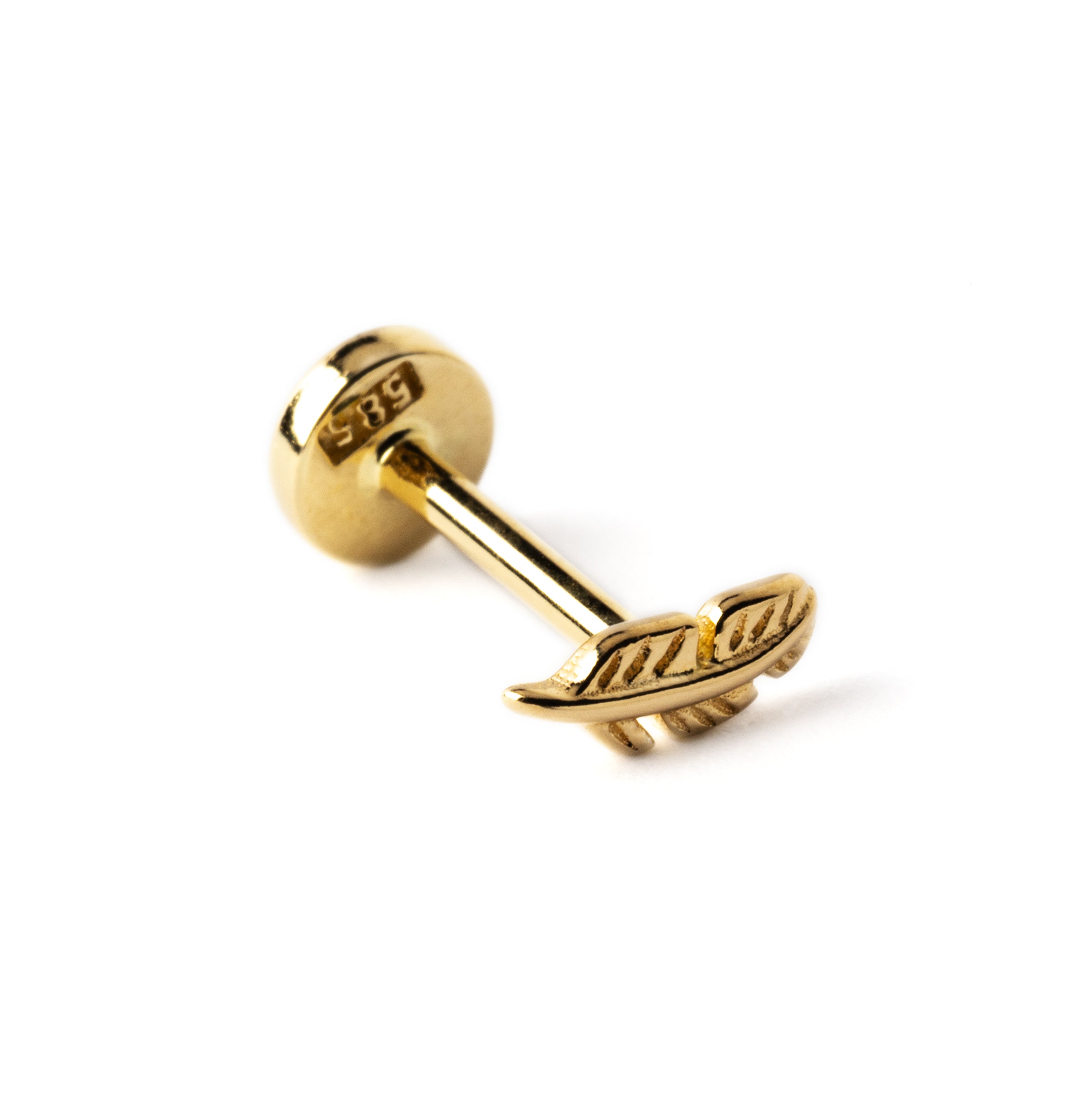 Gold Feather Labret | 14k Gold Feather Labret | Tribu