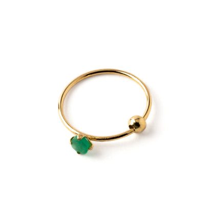 14k Gold nose ring with Emerald left side view