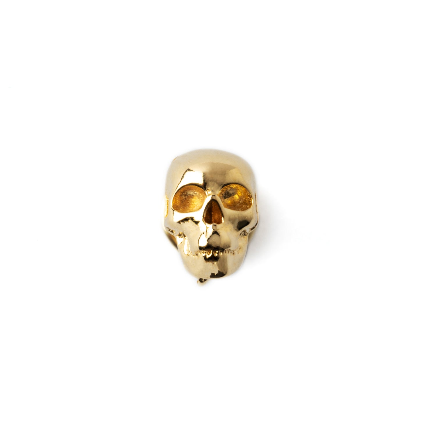 14k Gold skull labret frontal view