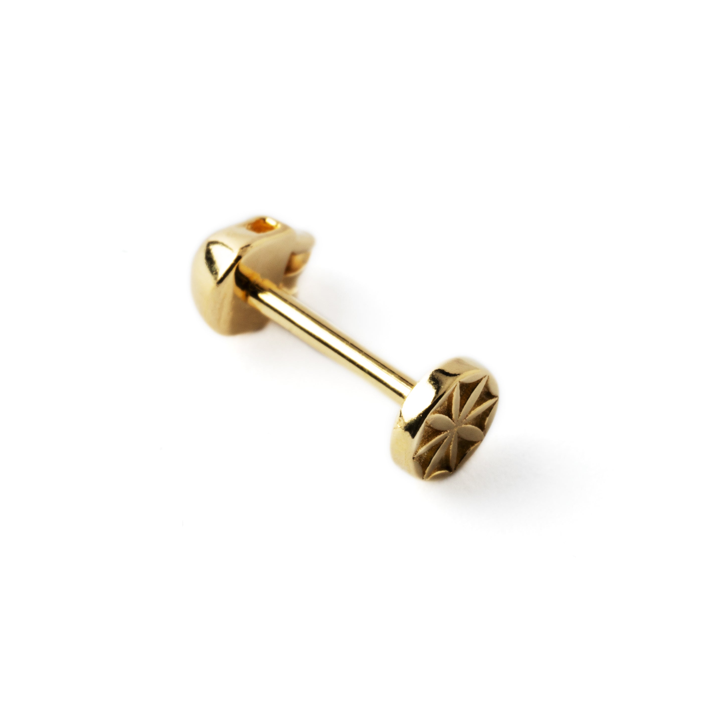 14k Gold skull labret back side view