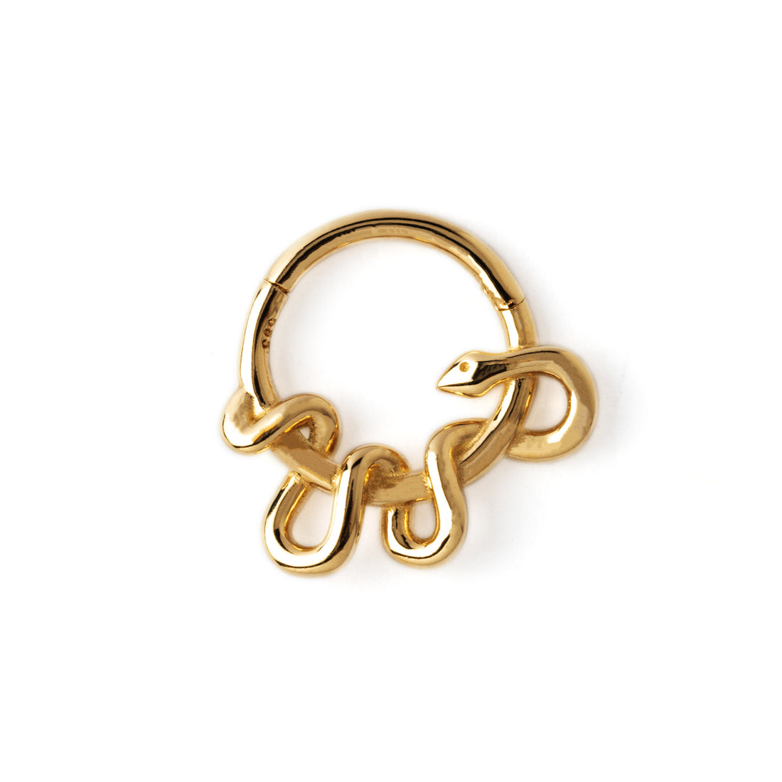 14k Gold serpent septum clicker ring frontal view