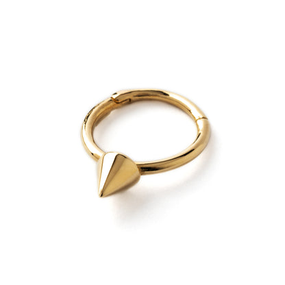 14k Gold spike septum clicker ring down view