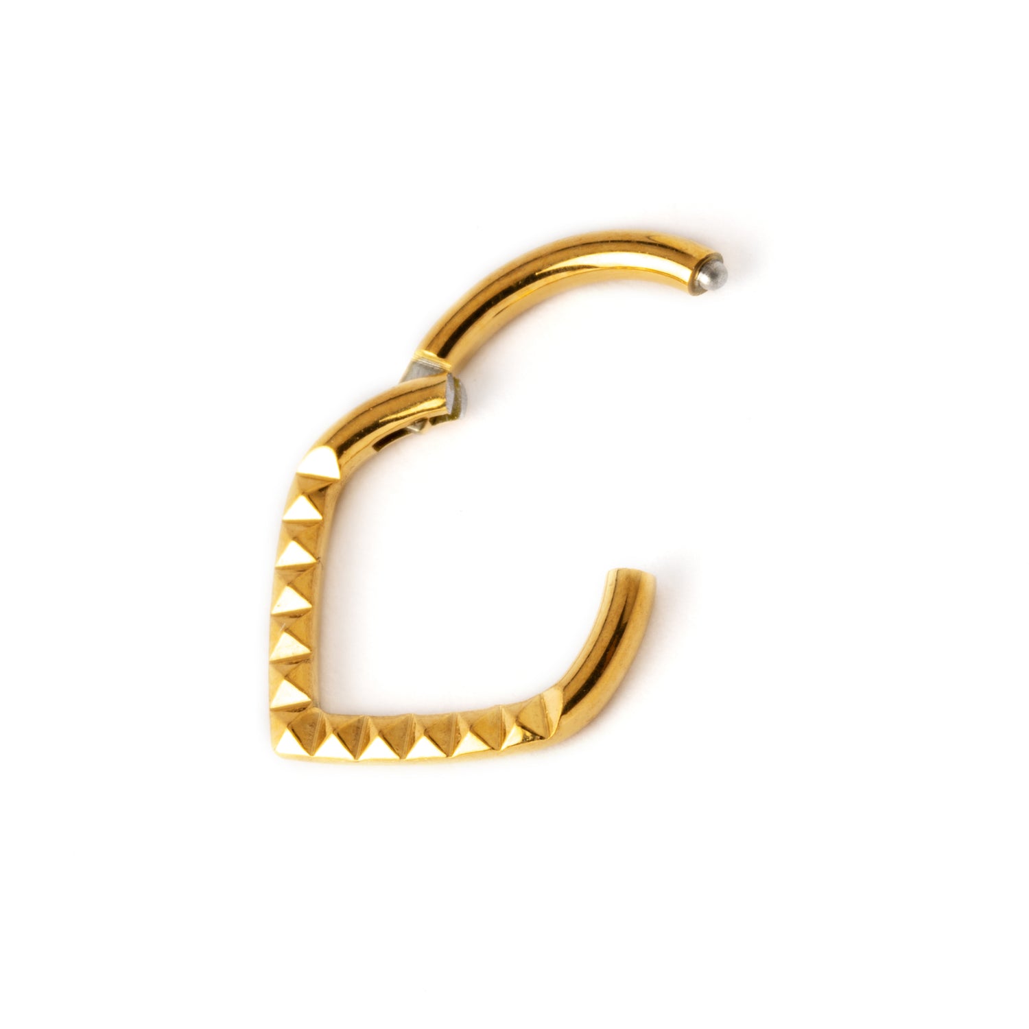 Giza gold surgical steel teardrop shaped septum clicker closure view
