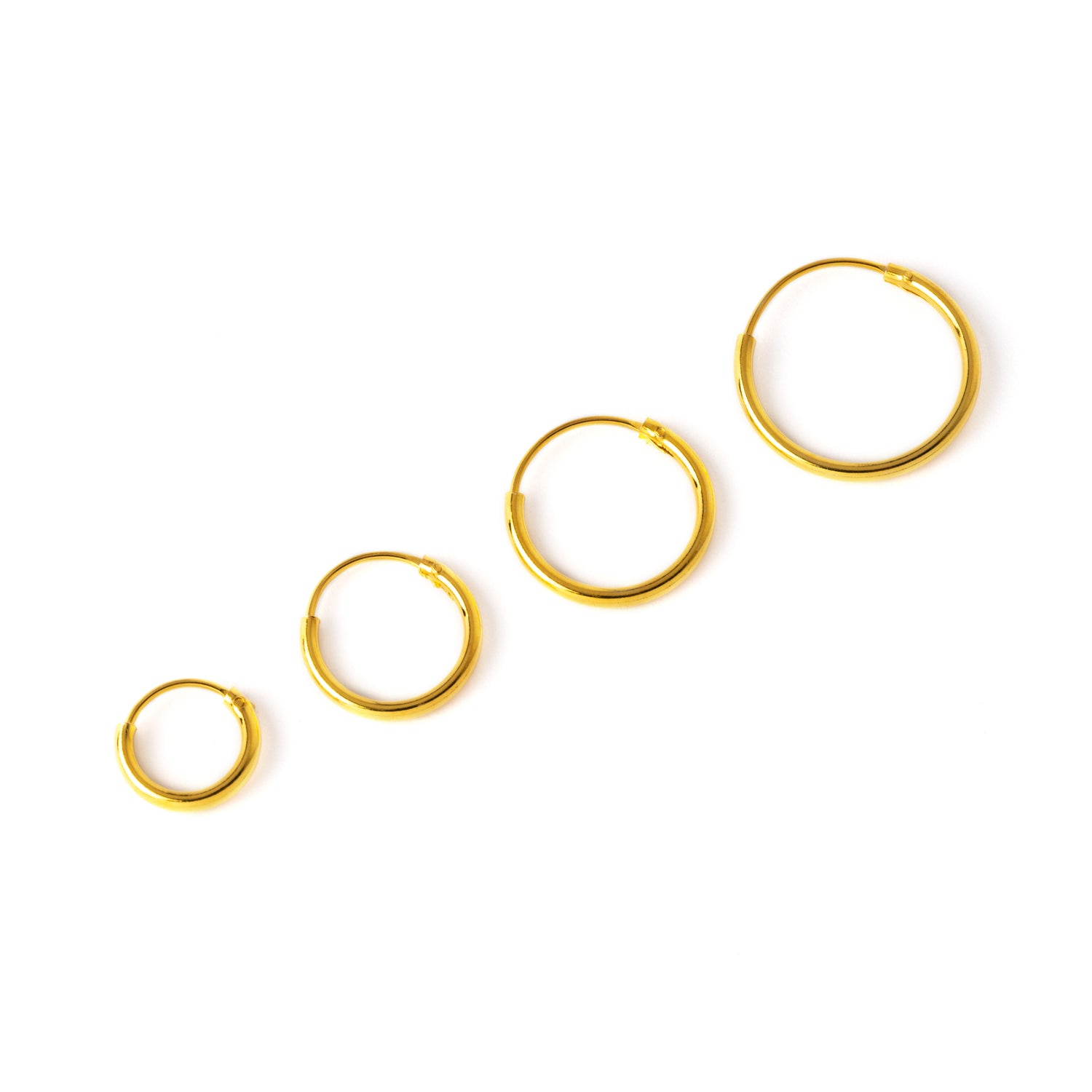 Gold-thin-hoop-earrings58mm, 10mm, 12mm, 14mm Gold thin hoop earrings