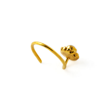Gold Flower Nose Stud with Lapis back view