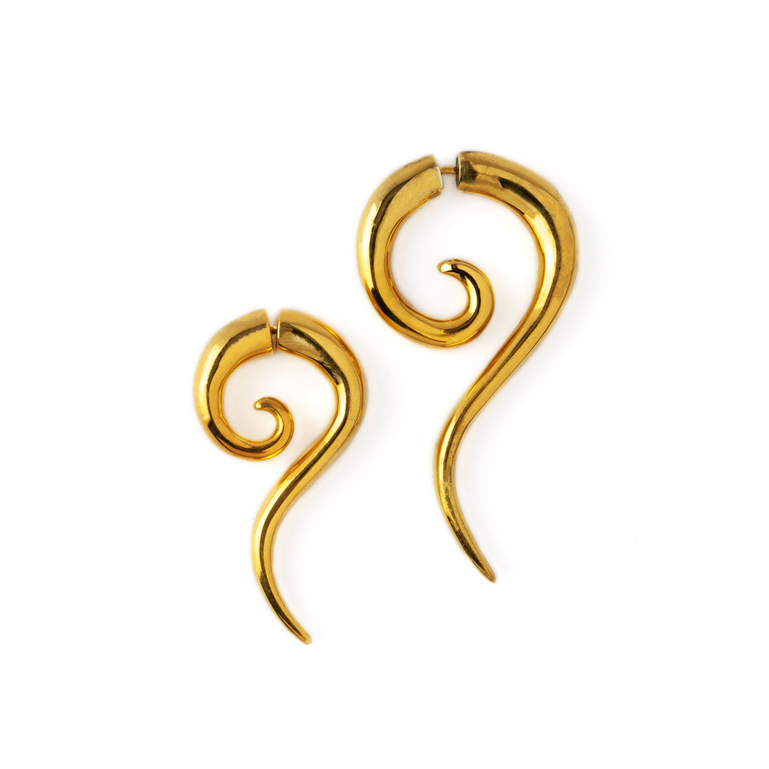40mm &amp; 50mm Gold Haku spiralling fake gauge earrings side view
