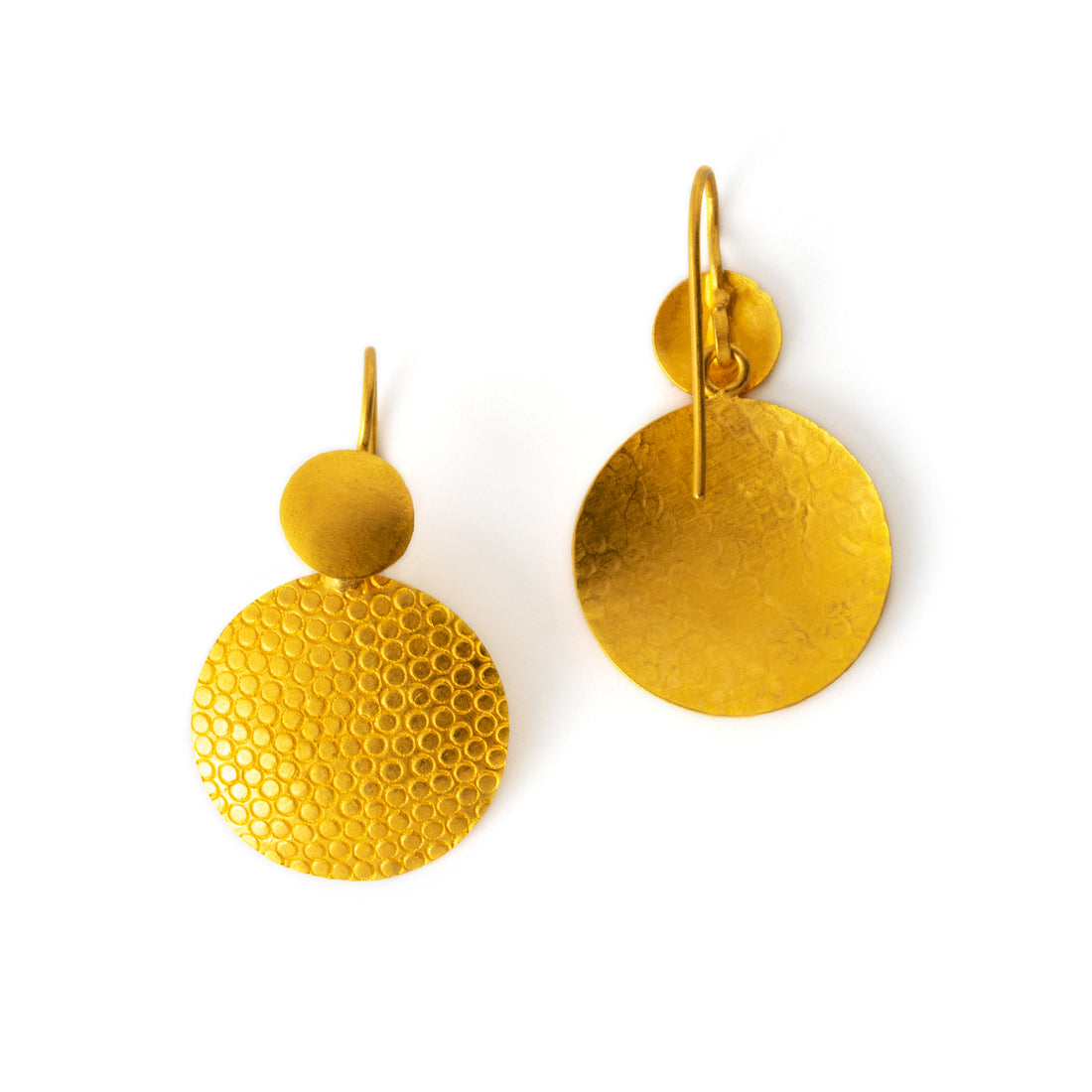 18k Gold Dics drop earrings