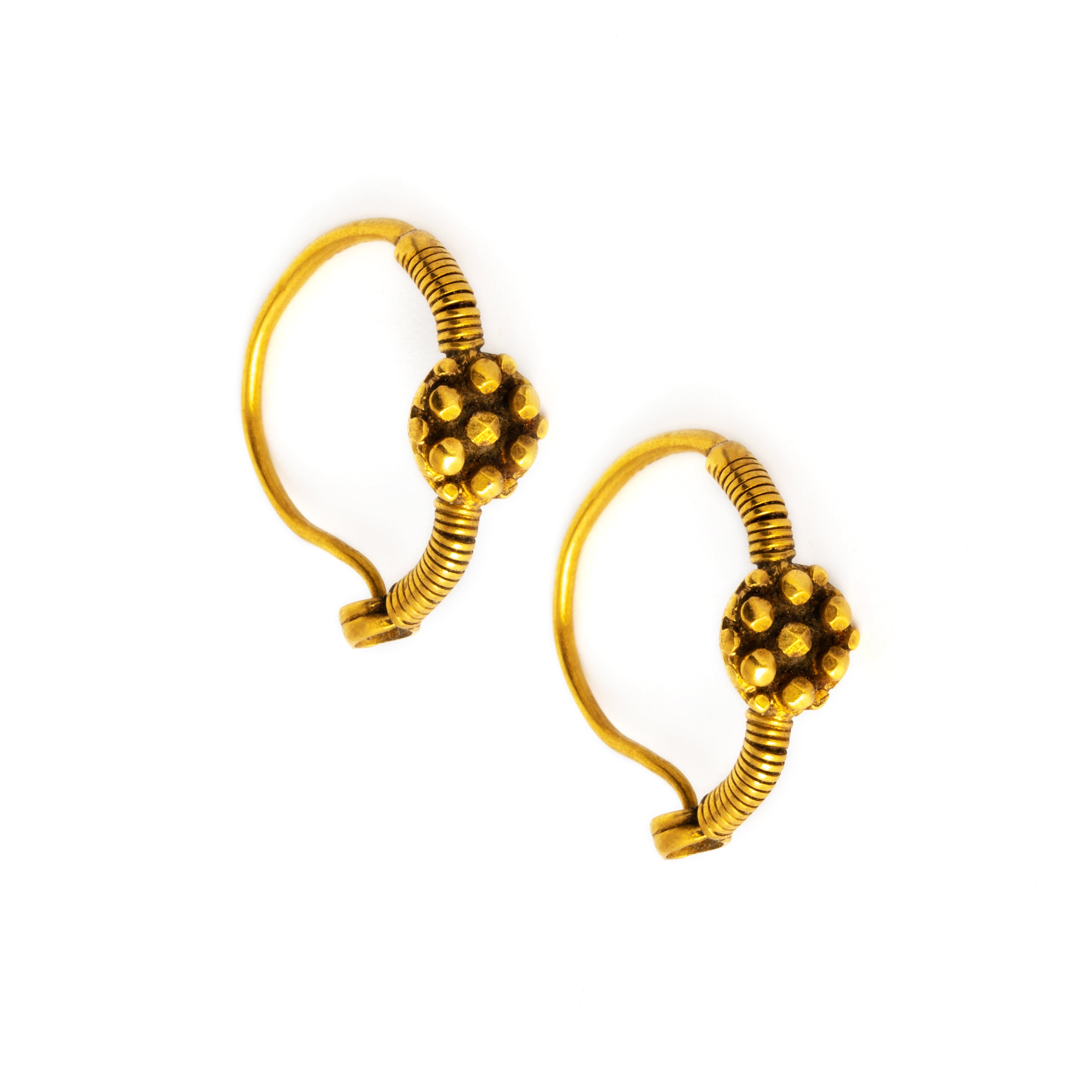 18k Gold hoop flower earrings