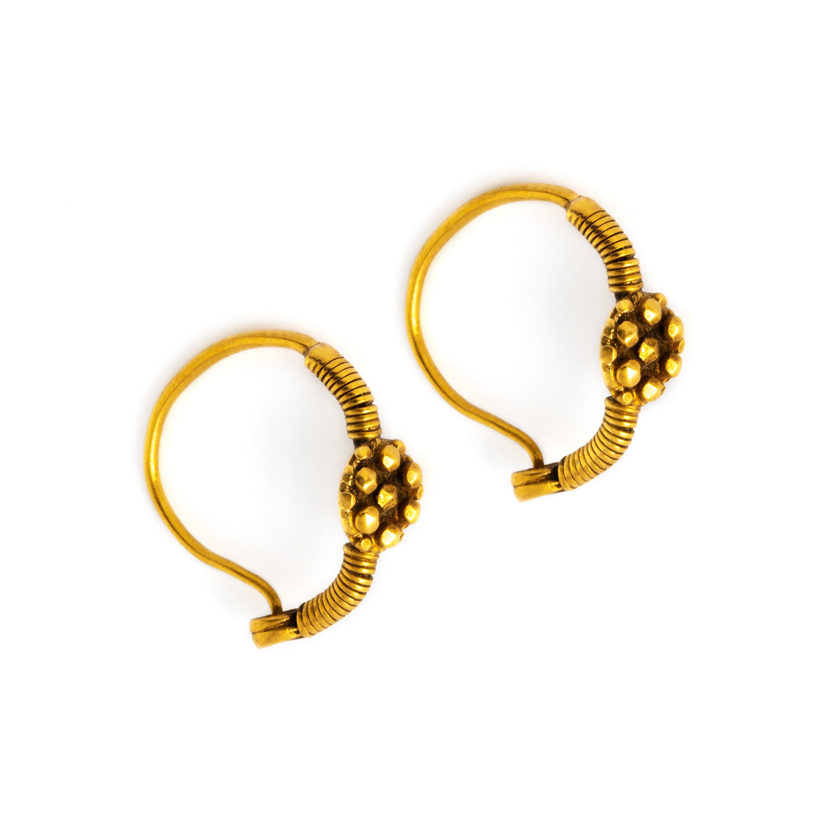 18k Gold hoop flower earrings