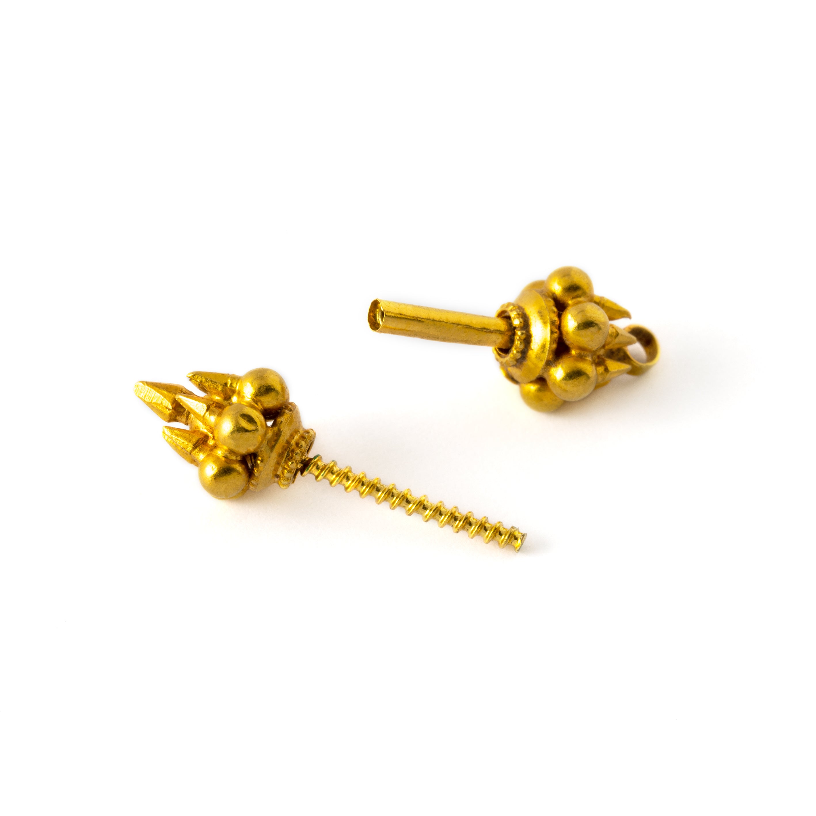 18K Gold Crown Piercing Bar