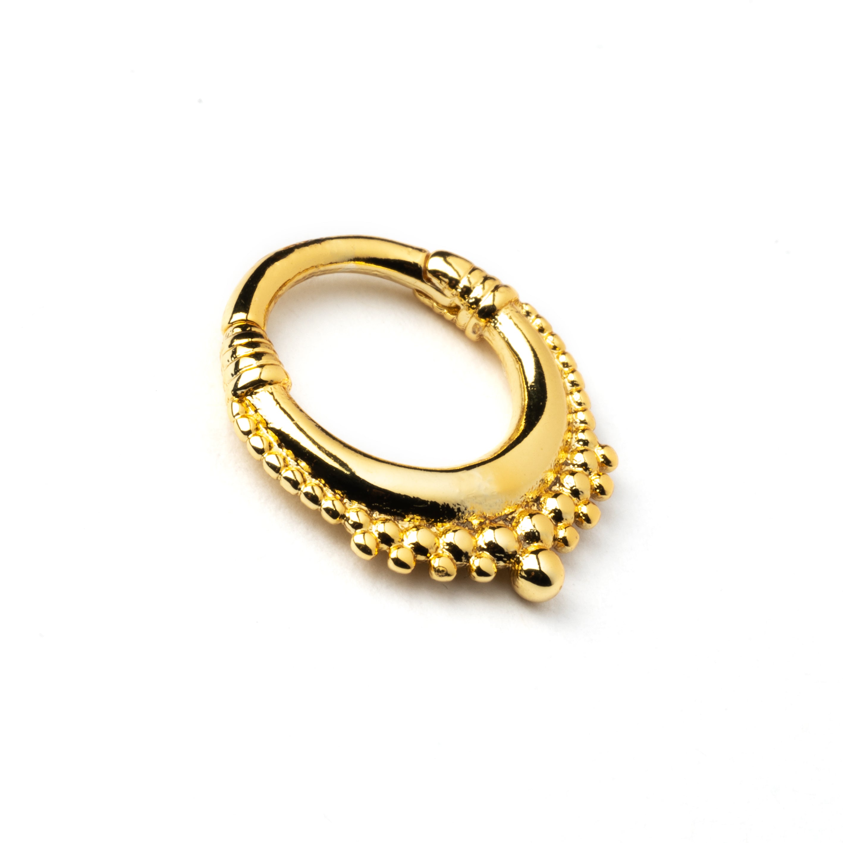 Gold Meena septum clicker right side view