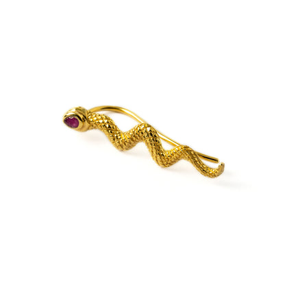 Naga Gold Ear Climber - Ruby right side view