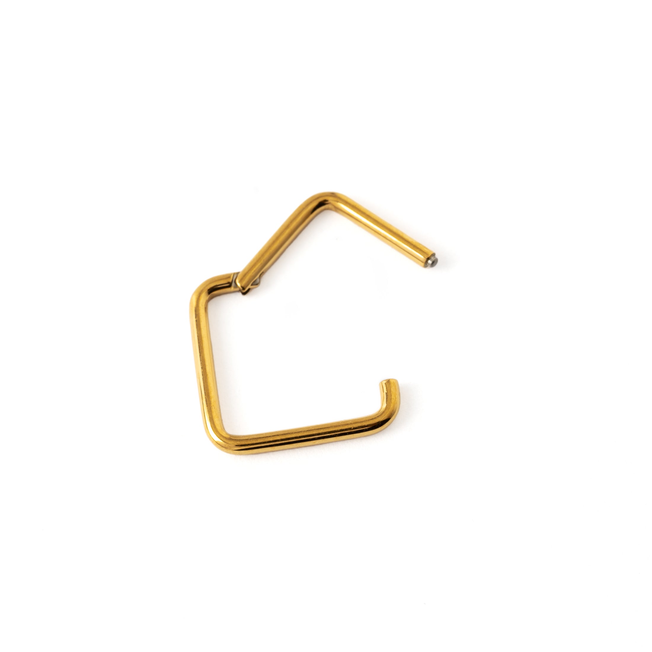 Gold Titanium Oblong Clicker Ring hinged segment view