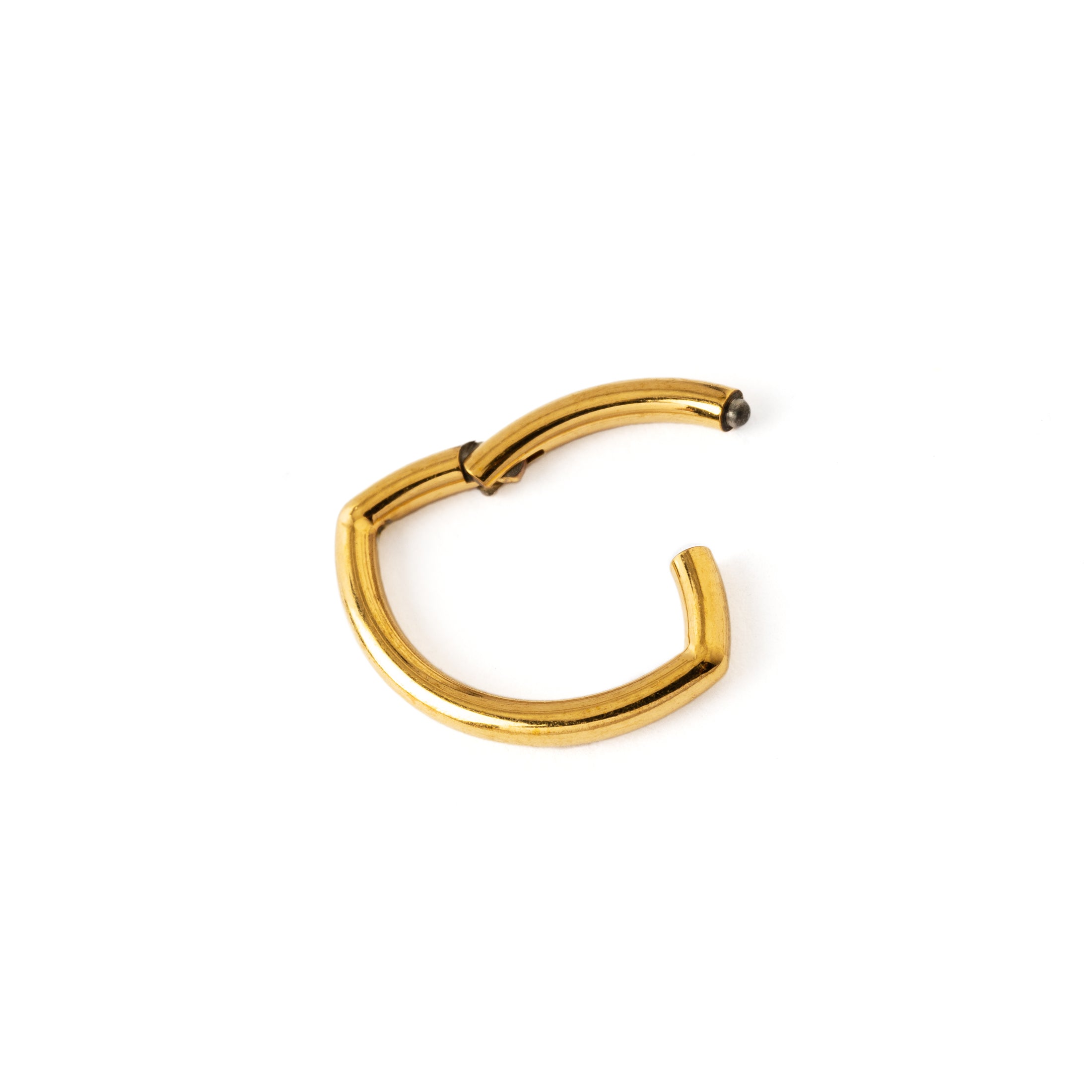 Golden surgical steel Oval Clicker Ring hinged segment view