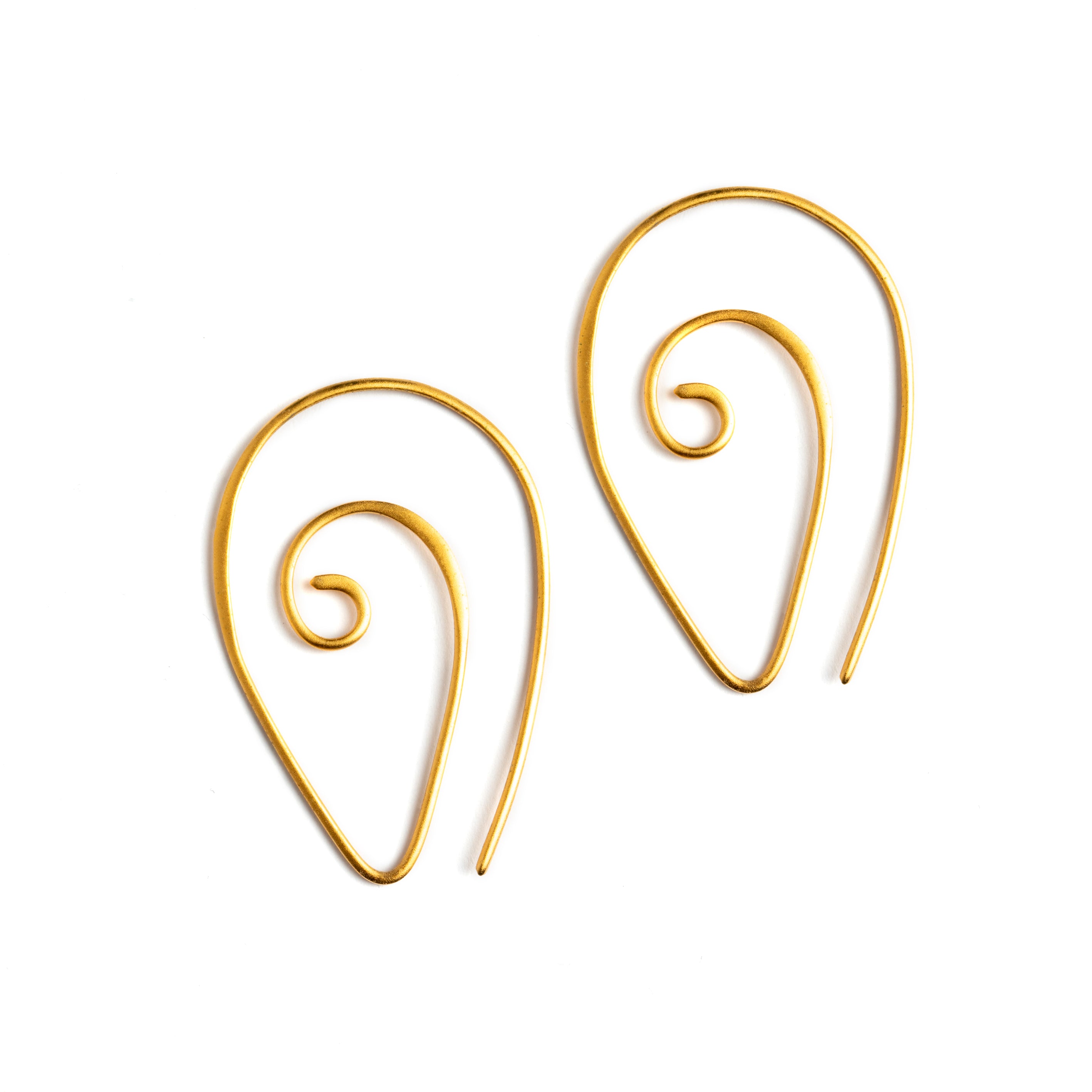 Gold Pointy Spiral Earrings frontal view