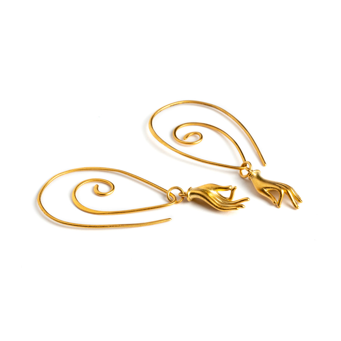 Golden Gian Mudra Spiral Earrings