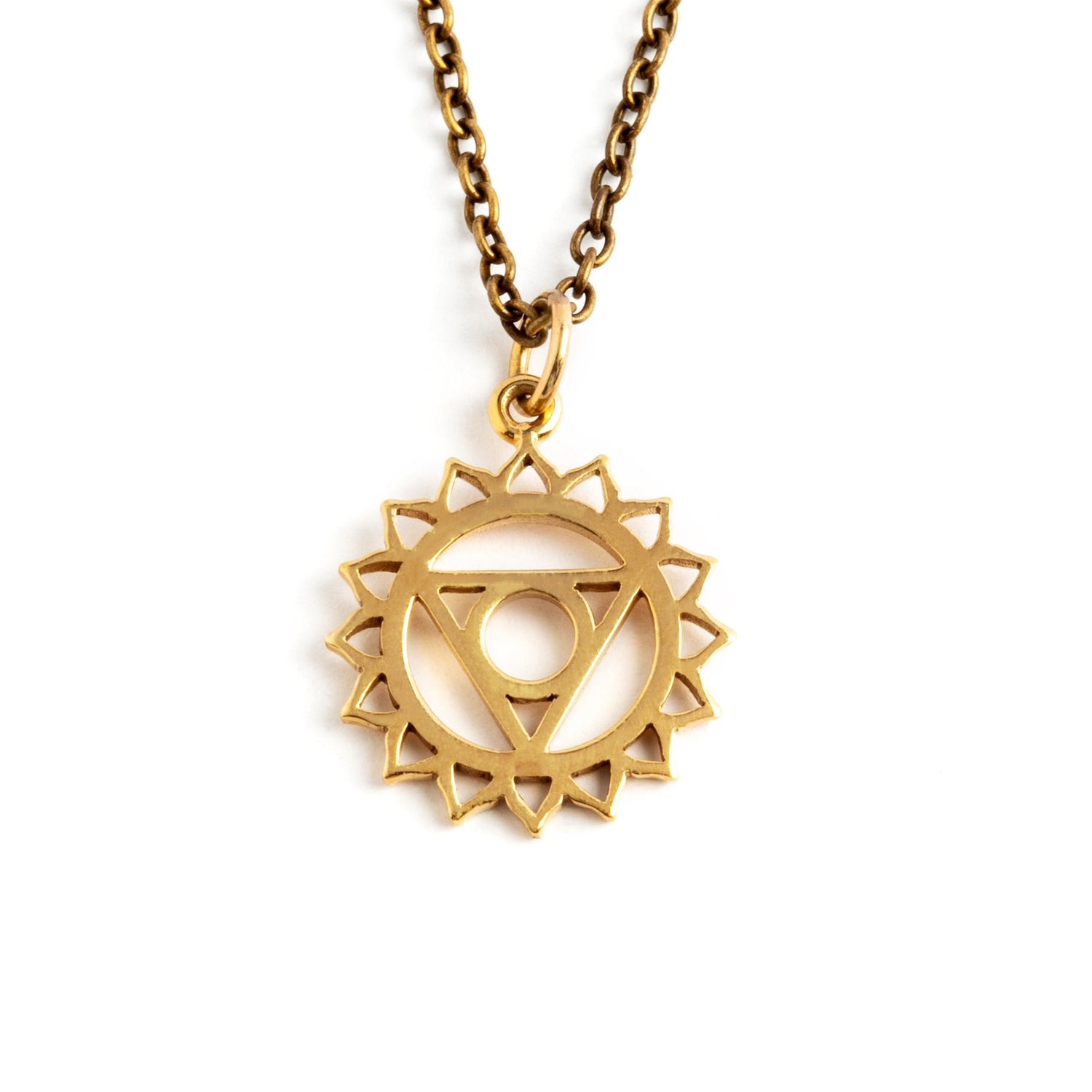Throat Chakra Charm in bronze frontal view