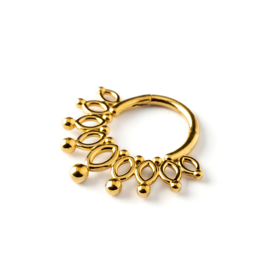 Anastasia gold surgical steel flower petals septum clicker right side view