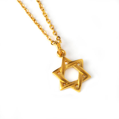 Gold Star of David Necklace right side view