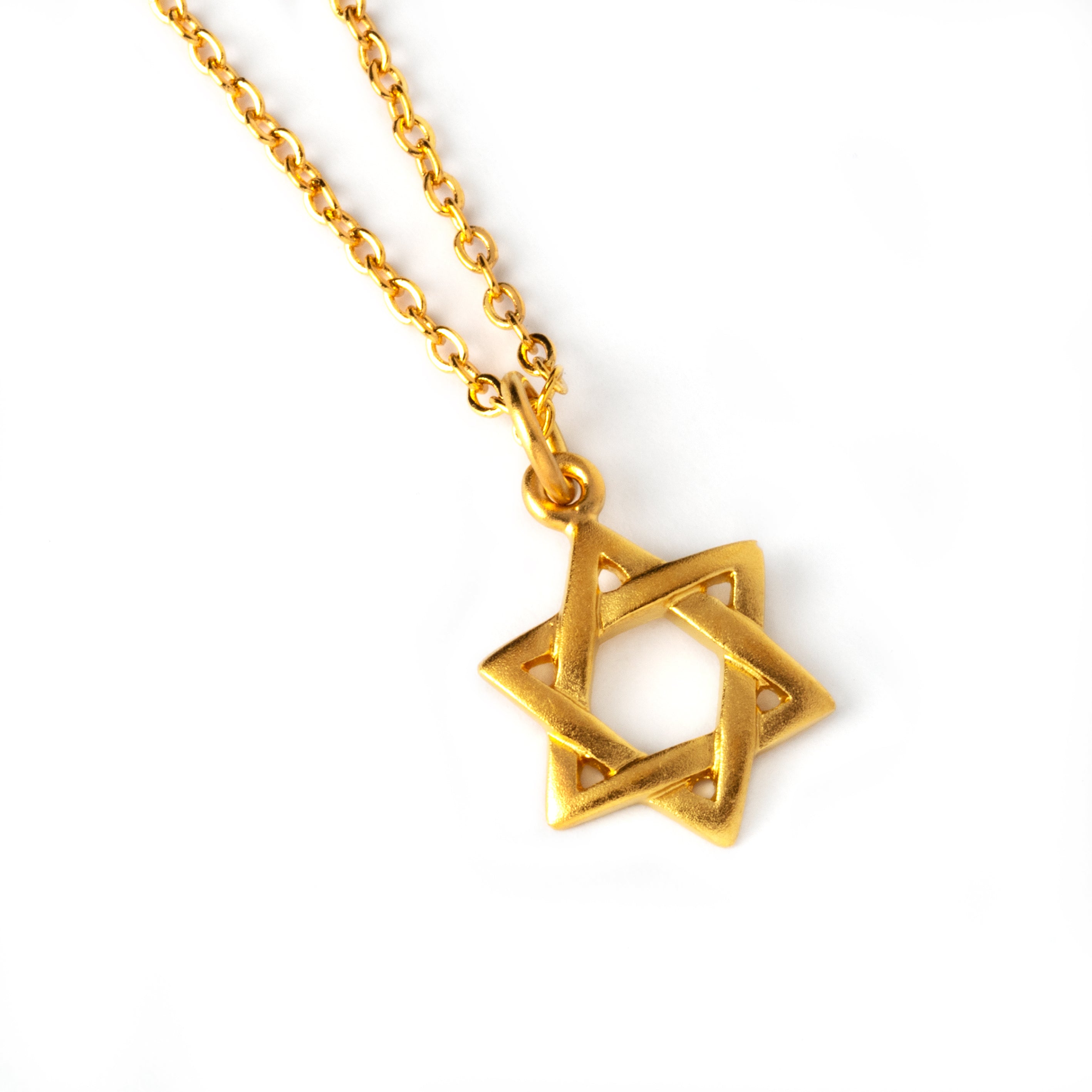Gold Star of David Necklace right side view