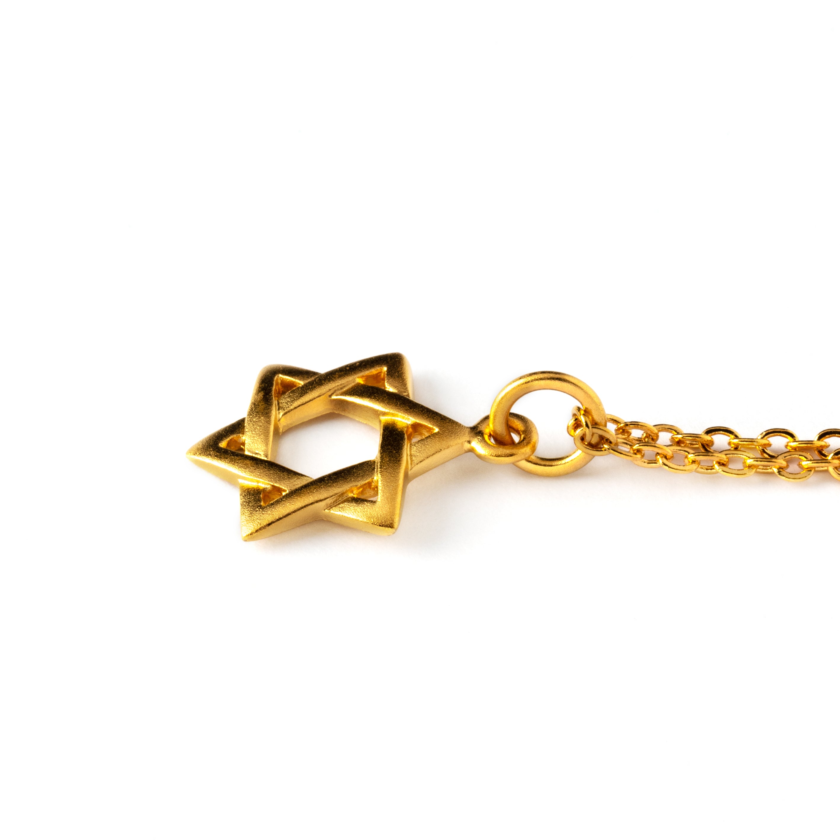 Gold Star of David Necklace side view
