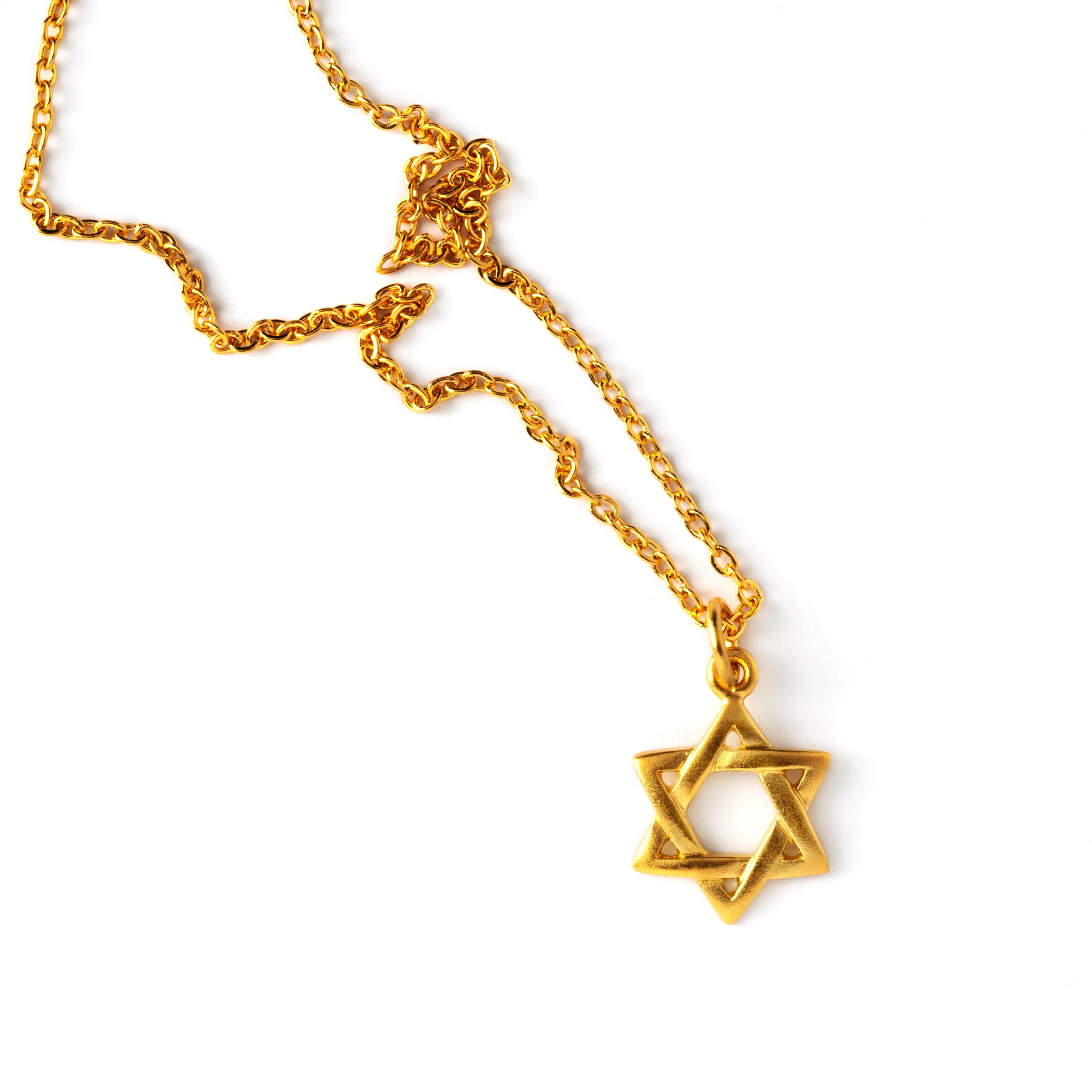 Gold Star of David Necklace 