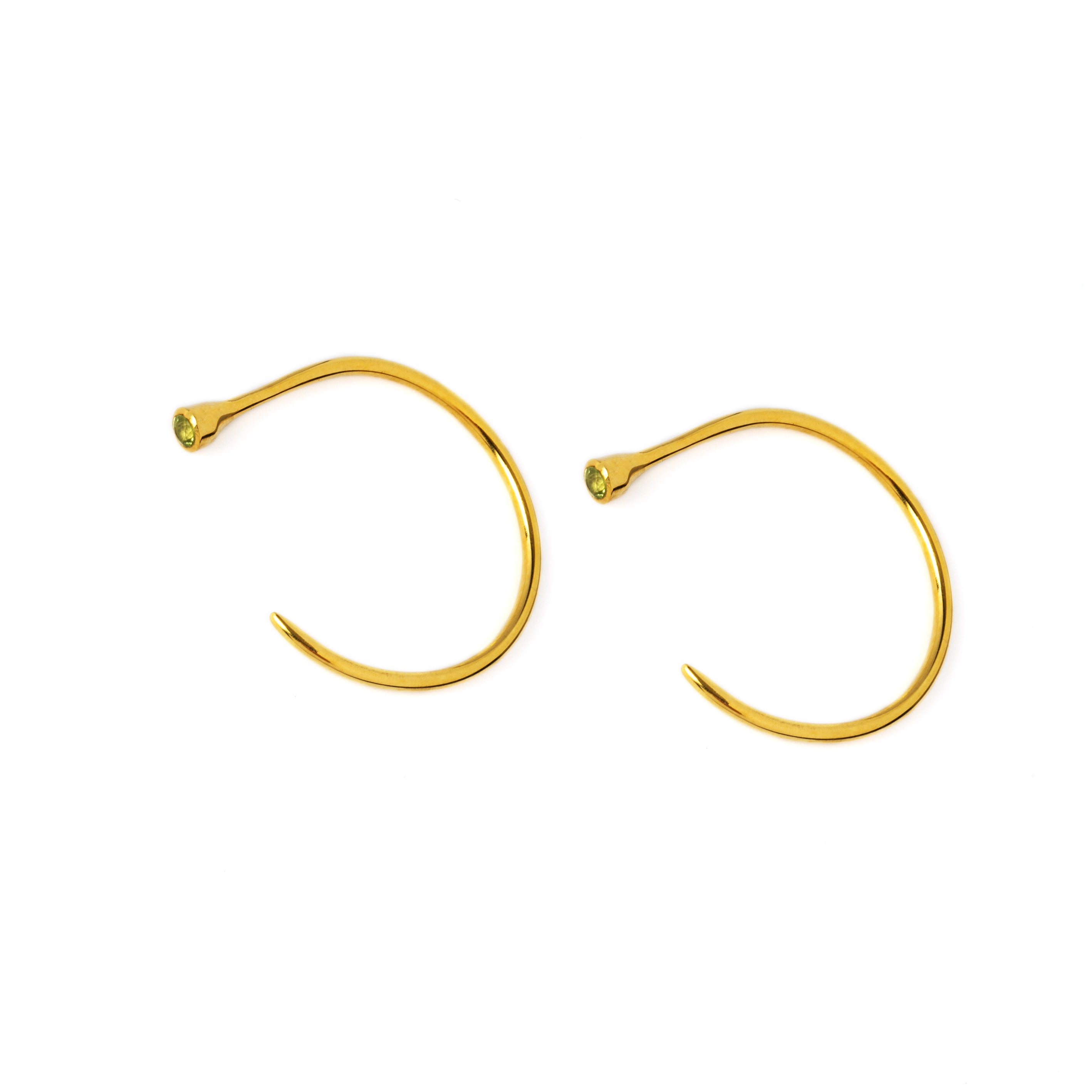 pair of Gold Tawhio & Emerald earrings side view