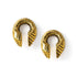 pair of golden brass horseshoe carved ear weights hangers frontal view