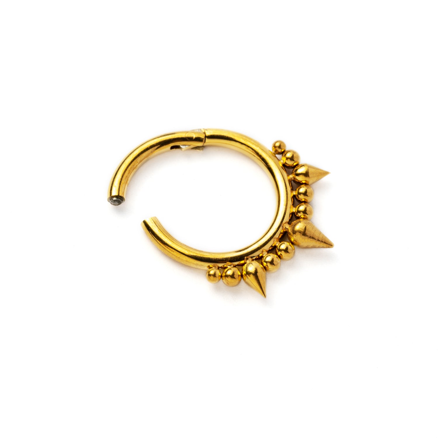 Golden surgical steel Debra spiky septum clicker ring click on closure view
