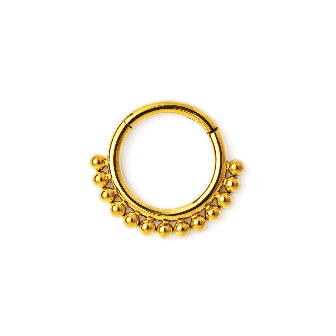 Liya Gold surgical steel septum clicker ring frontal view