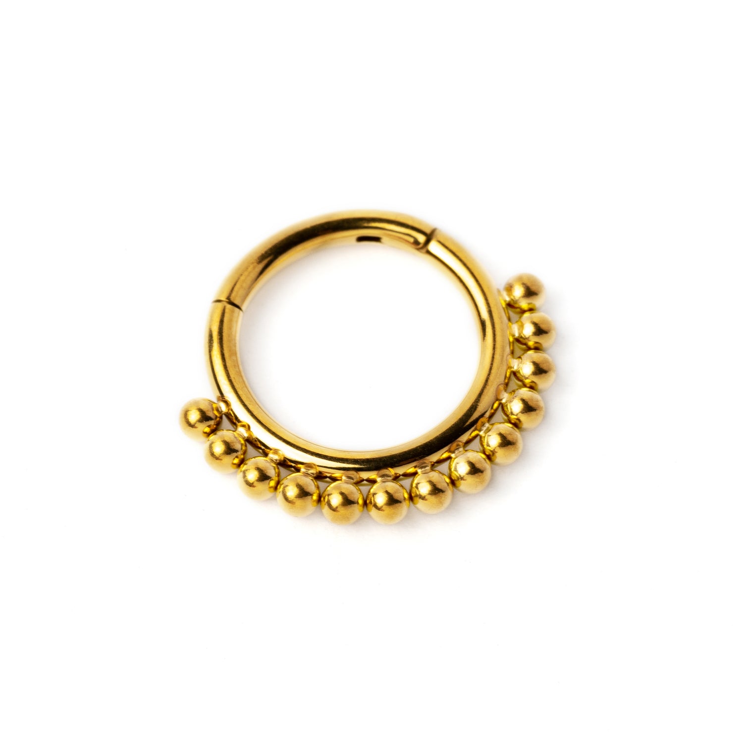 Liya Gold surgical steel septum clicker ring left side view