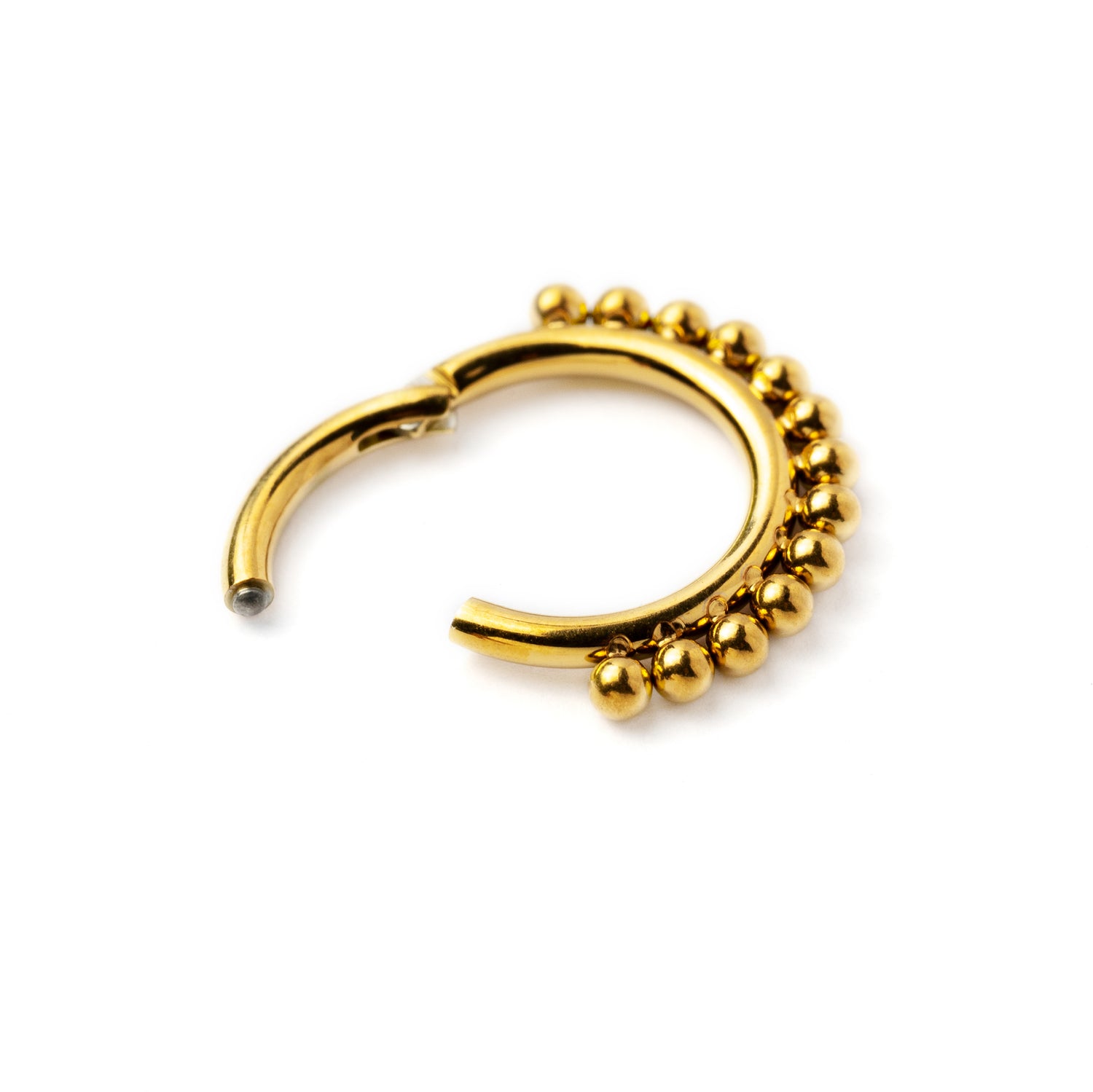 Liya Gold surgical steel septum clicker ring click on closure view