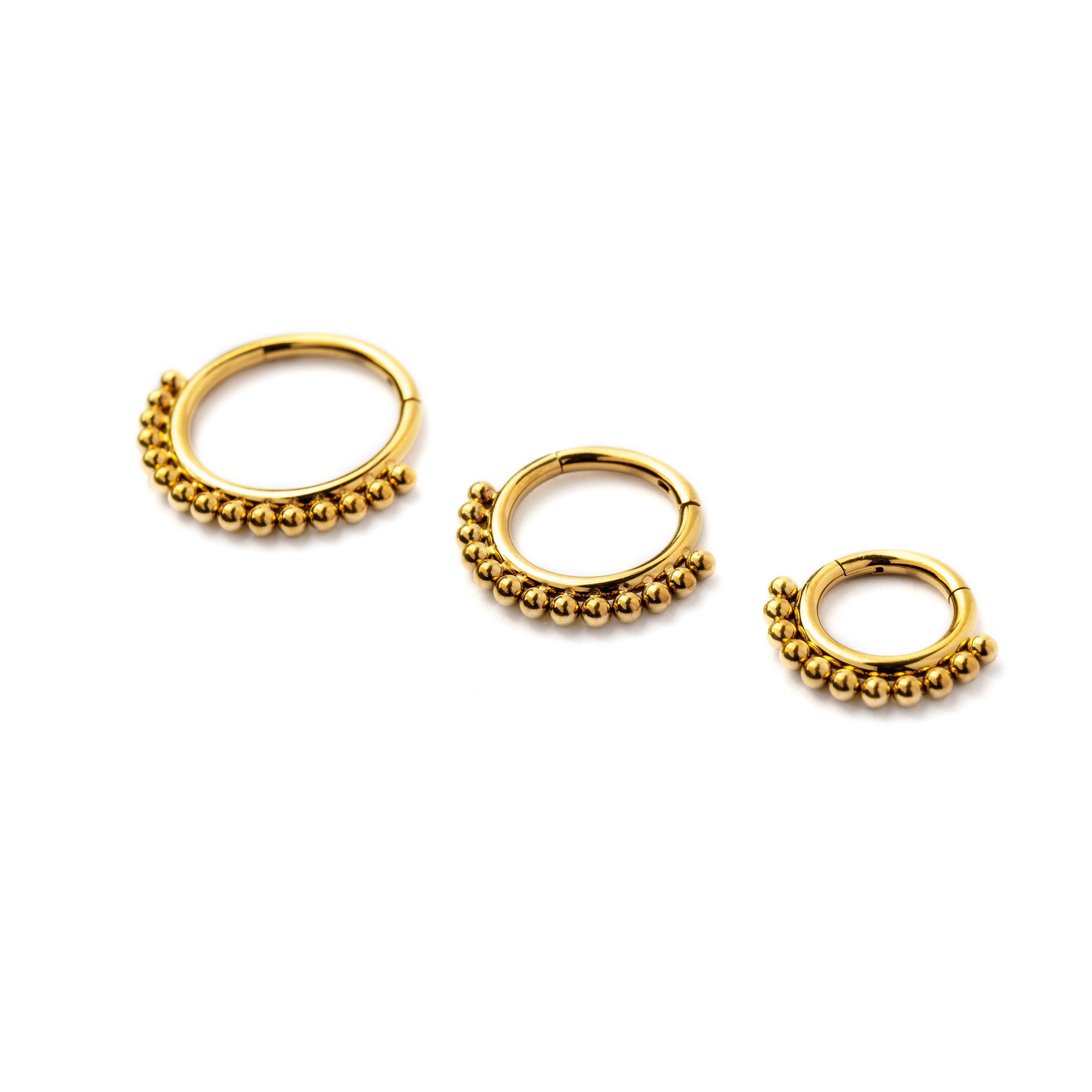 6mm, 8mm, 10mm Liya Gold surgical steel septum clicker rings side view