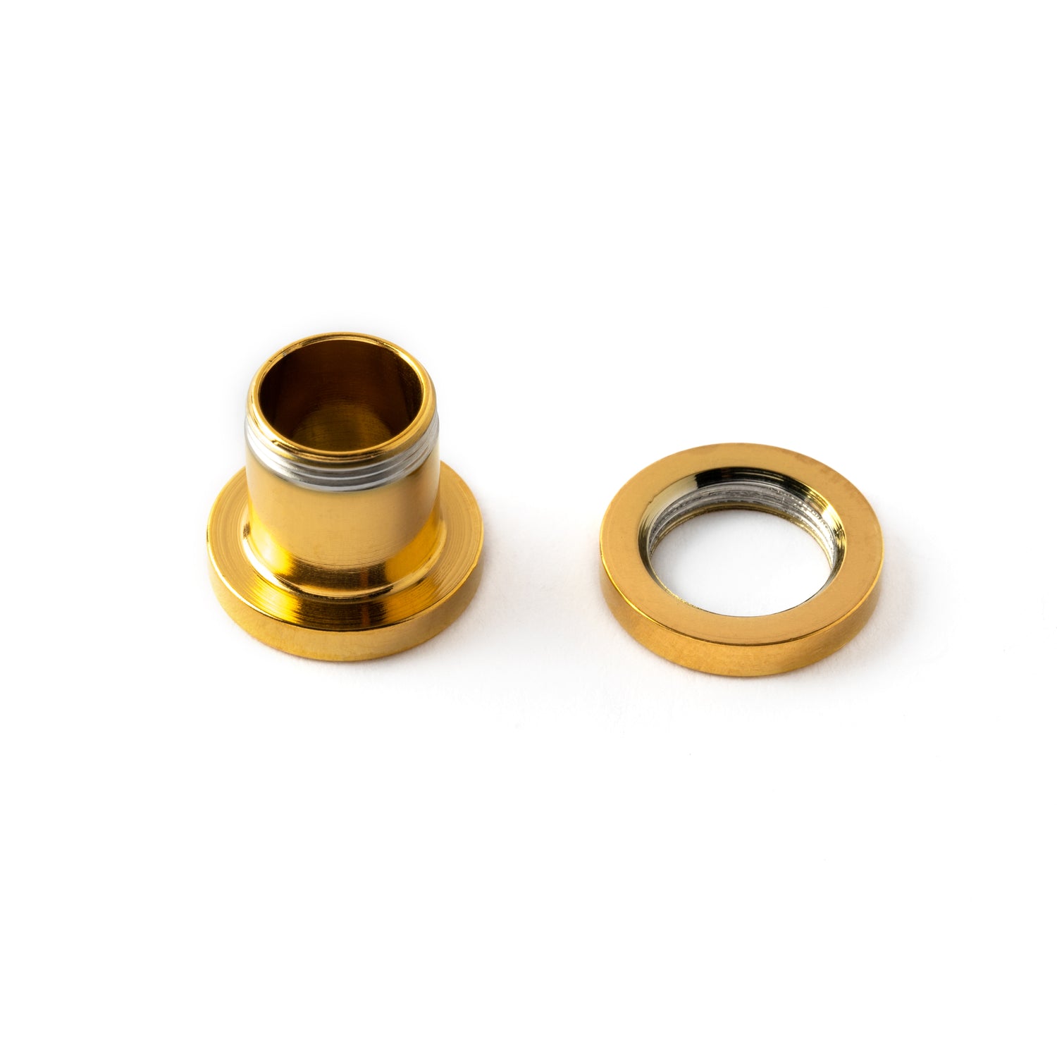 single golden surgical steel ear tunnel screw back closure view